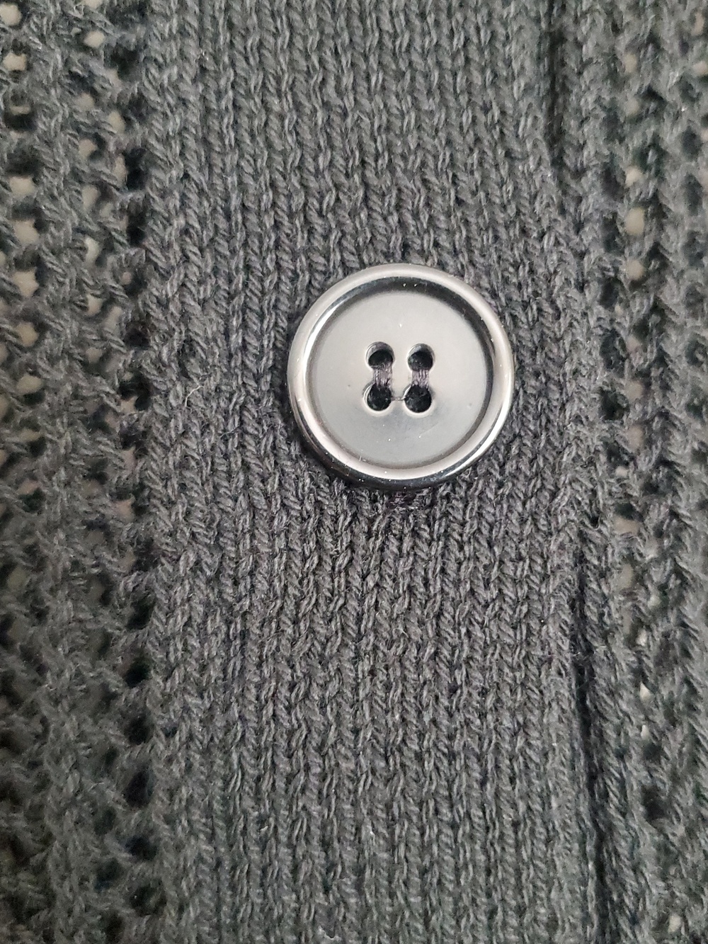 *NWT* Hot Topic'S Black Open-Knit Collared Button Cardigan - Picture 6 of 14